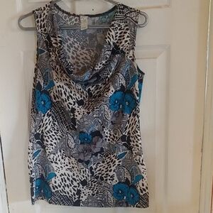 Multicolored Sleeveless Tank Top with Cowl Neck Size Medium